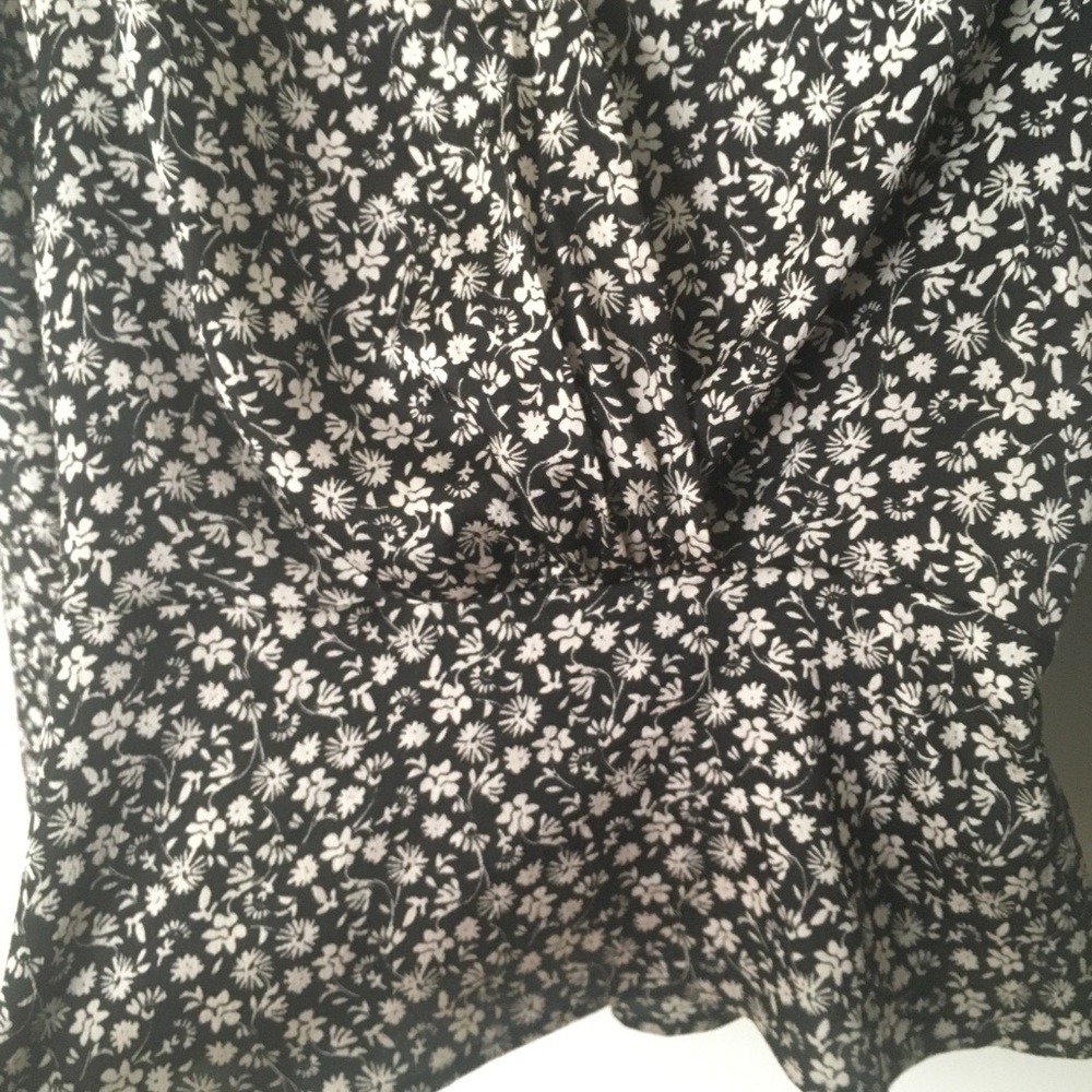 Black and white satin wrap shirt